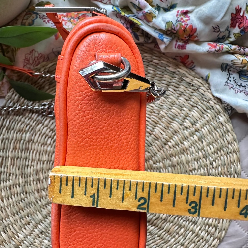 Rebecca Minkoff Mini MAC Crossbody Bag Orange Pebbled Leather Silver Hardware - Picture 8 of 10